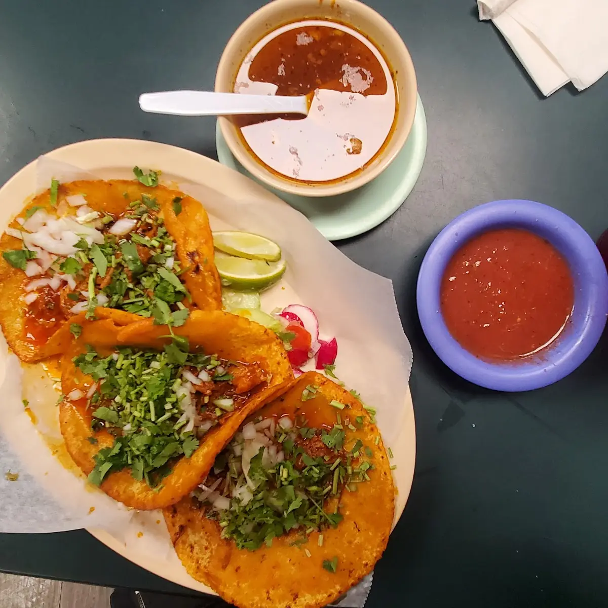 3 Birria Tacos w Consome