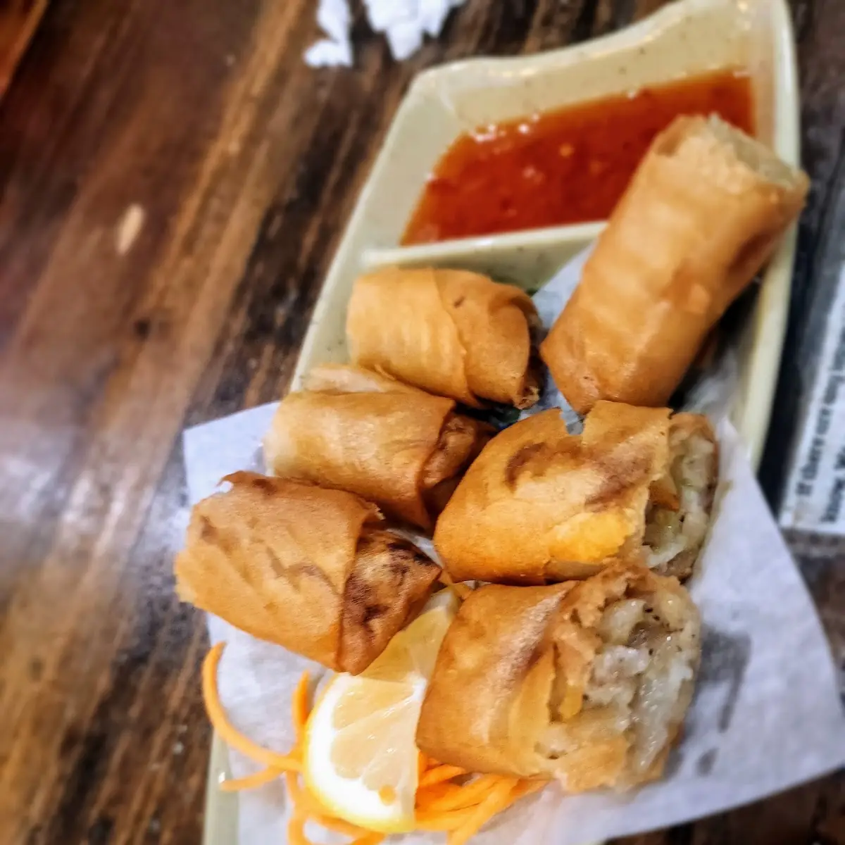 Spring Roll 3 Spring Rolls Cut in Half