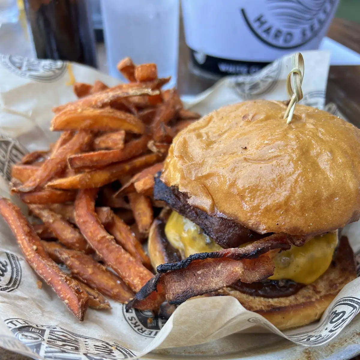 Bacon Cheeseburger with Sweet Potato Fries