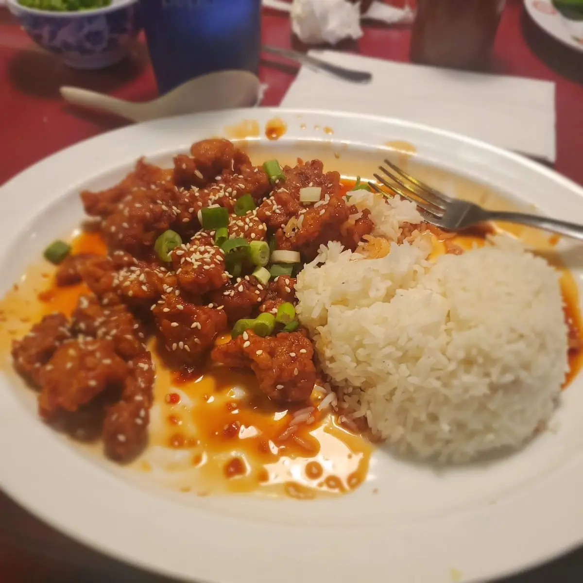 Sesame Chicken and Steamed Rice