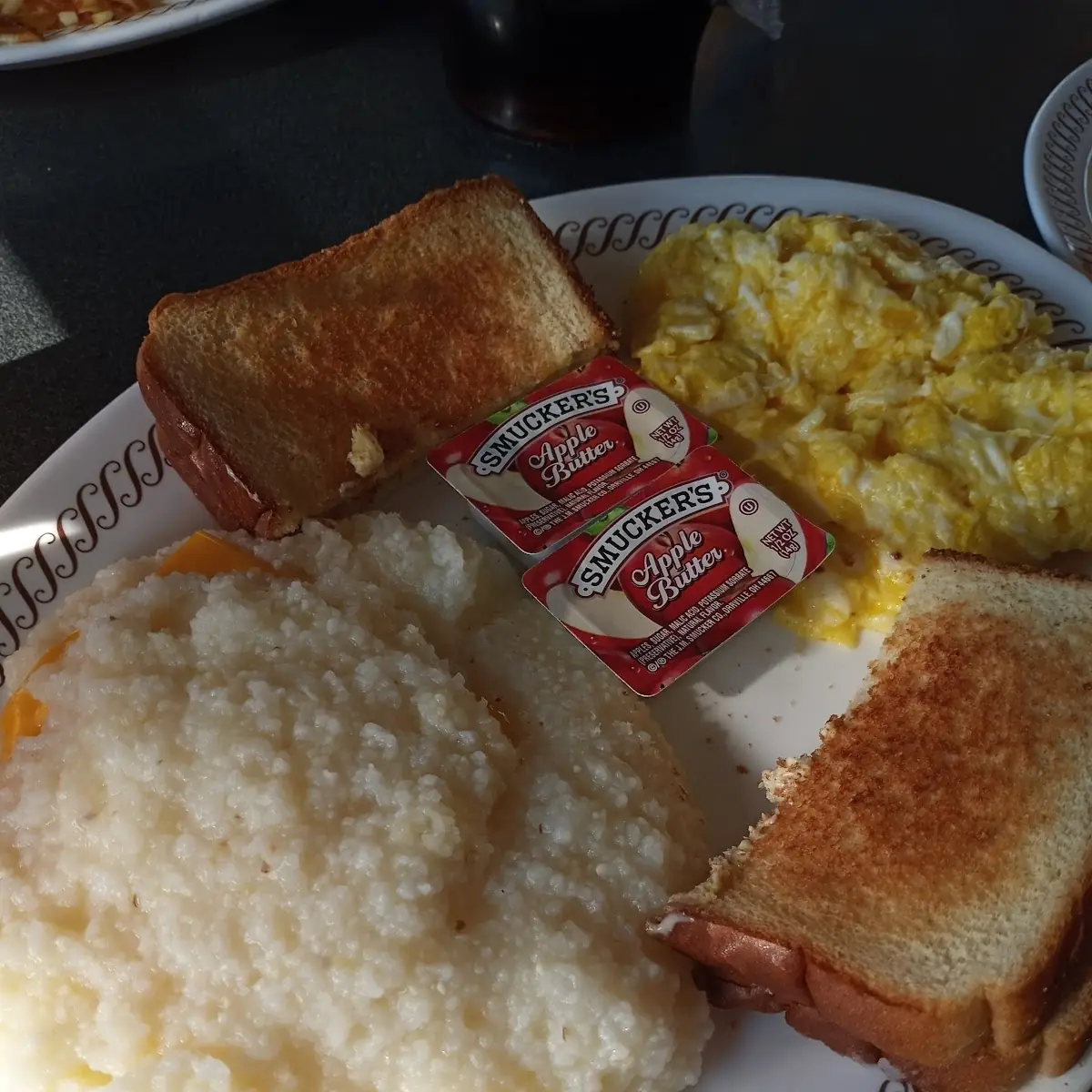 Grits with Cheese Soft Scrambled Eggs and Toast