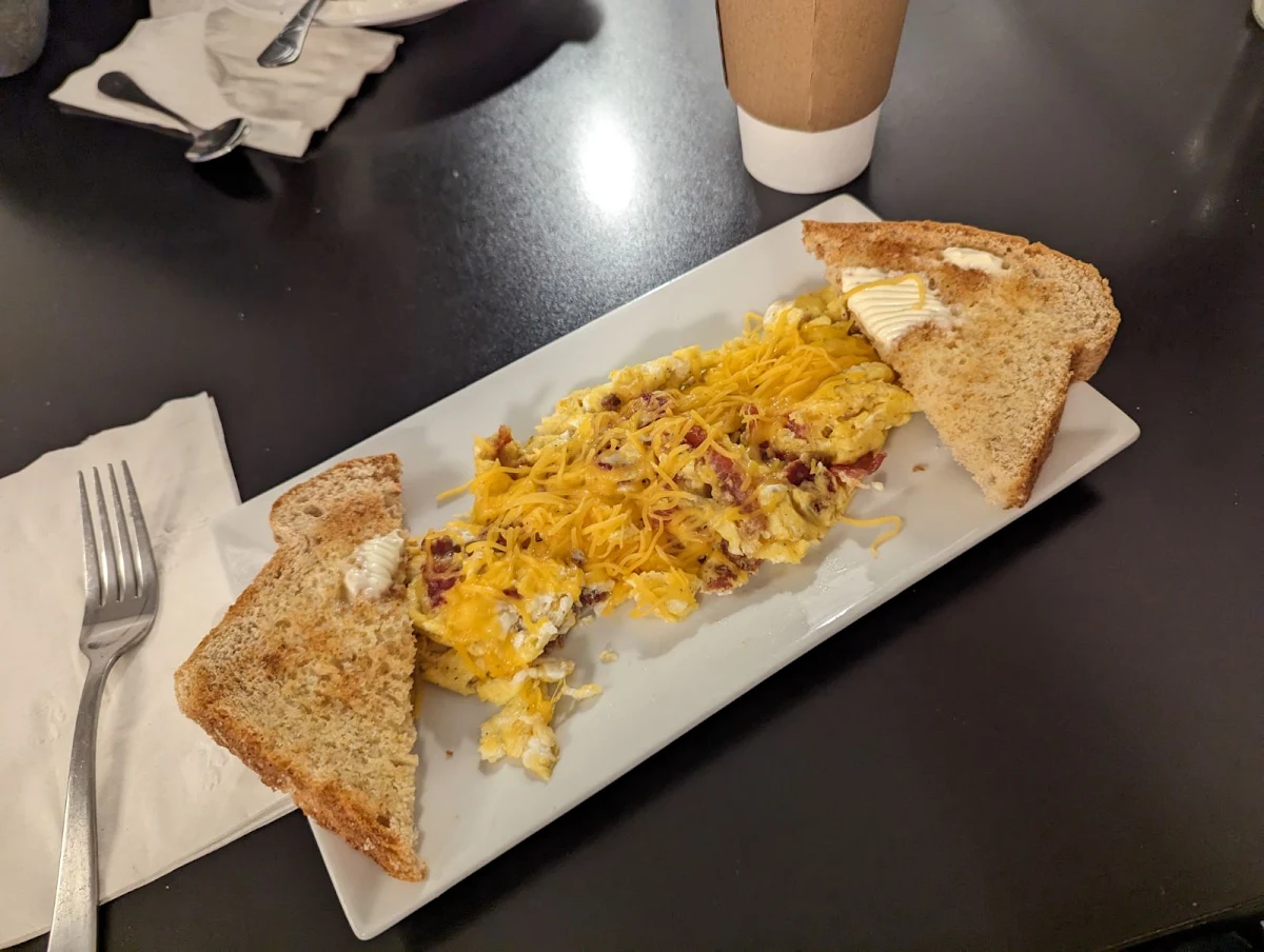 Loaded Scrambled Eggs with Bacon and Cheese
