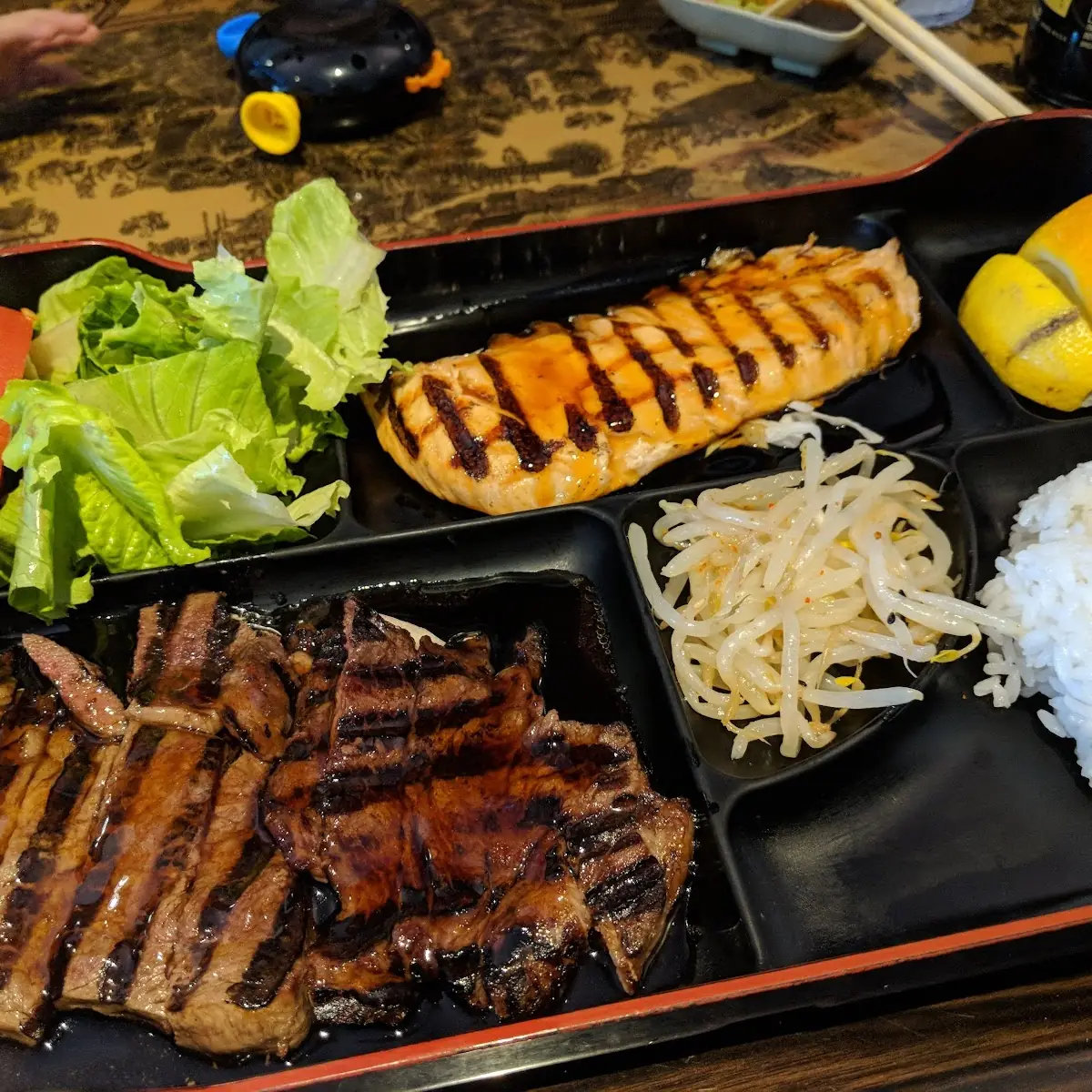 Beef and Salmon Teriyaki Bento Box