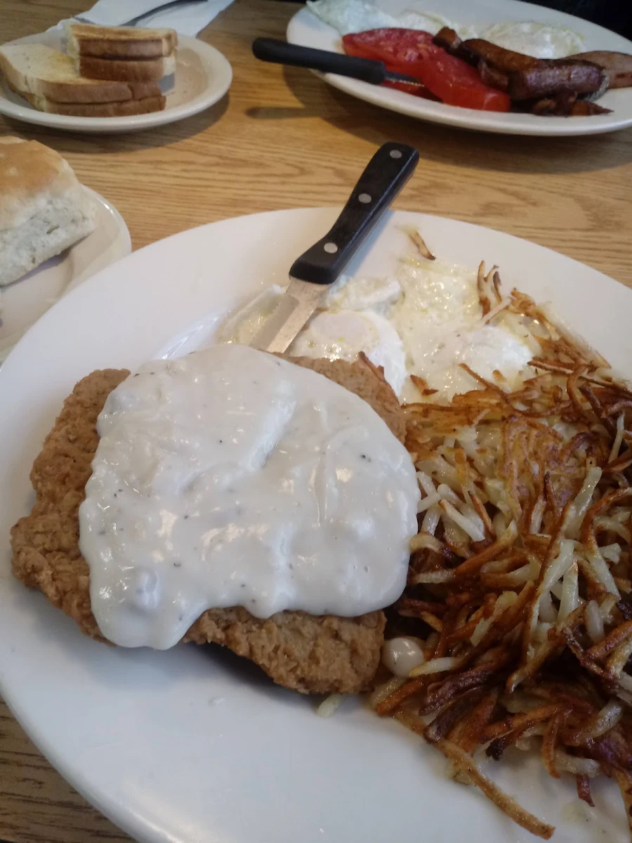 Country Fried Steak and Eggs and Biscuit
