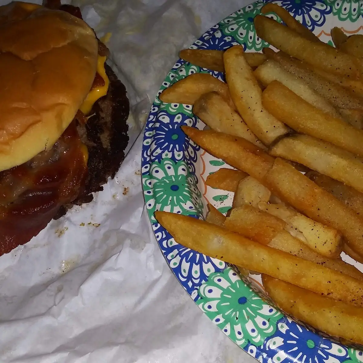 Bacon Cheeseburger and Fries