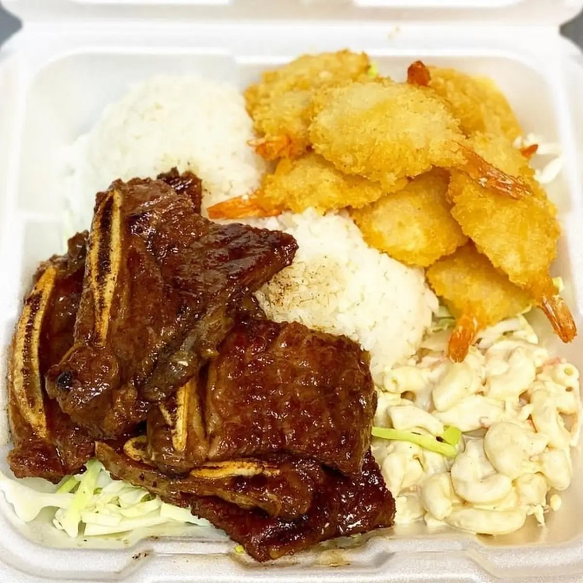 Crispy Chicken Katsu and Beef Short Ribs Plate