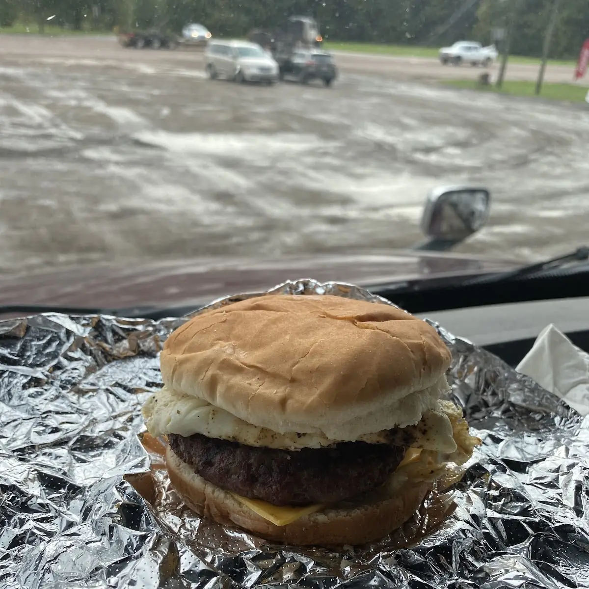 BBQ Sausage Egg N Cheese Breakfast Sandwich