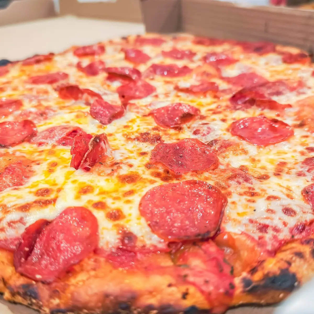 Pepperoni Pizza in Cardboard Box