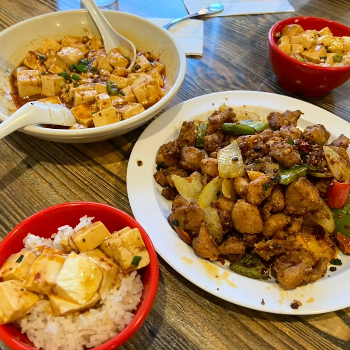 Szechuan Chicken and Mapo Tofu