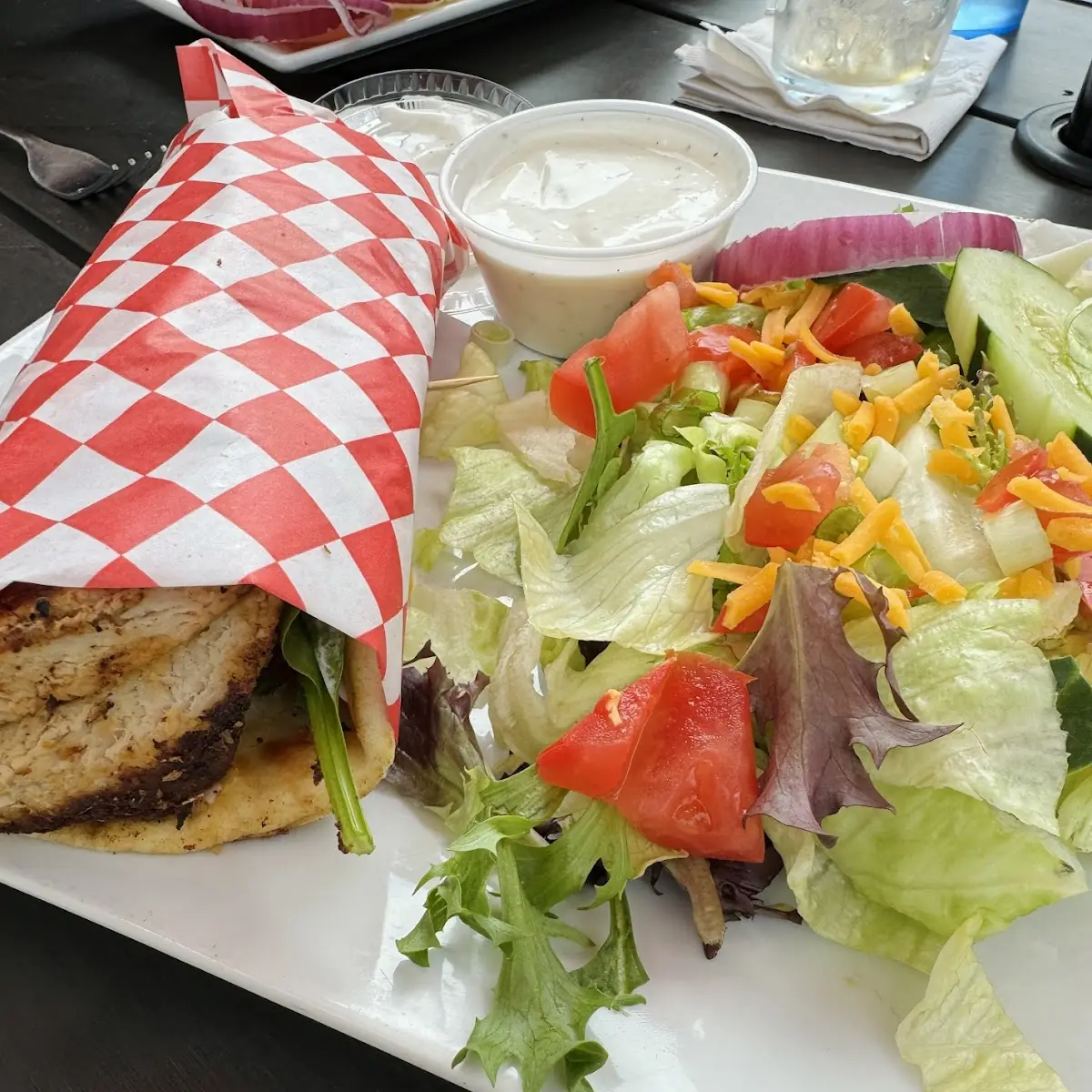 Blackened Chicken Gyro with Side Salad