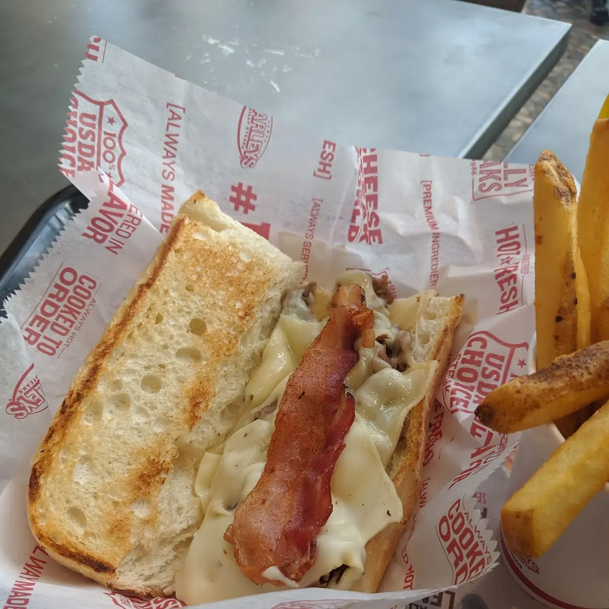 Cheese Steak with Bacon