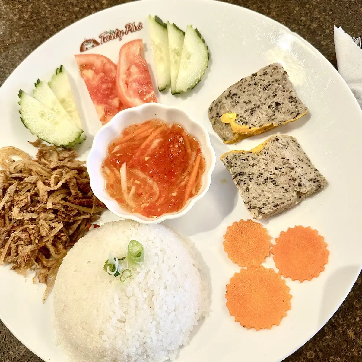 Shredded Pork Skin with Broken Rice Com Tấm Bì