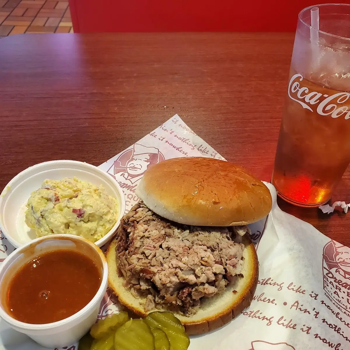 Chopped Pork Sandwich with Potato Salad