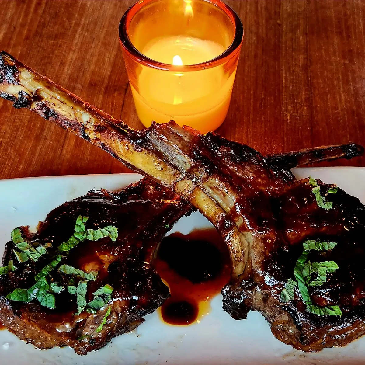 Sonoma Coast Lamb Chops with Moroccan Barbeque Glaze Mint & Curry Oil