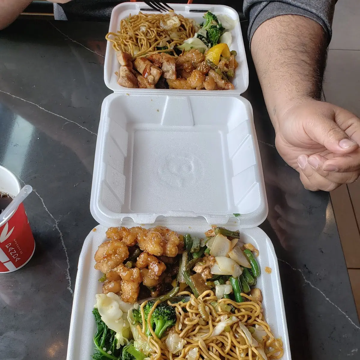 Orange Chicken with Broccoli Chicken Chow Mein