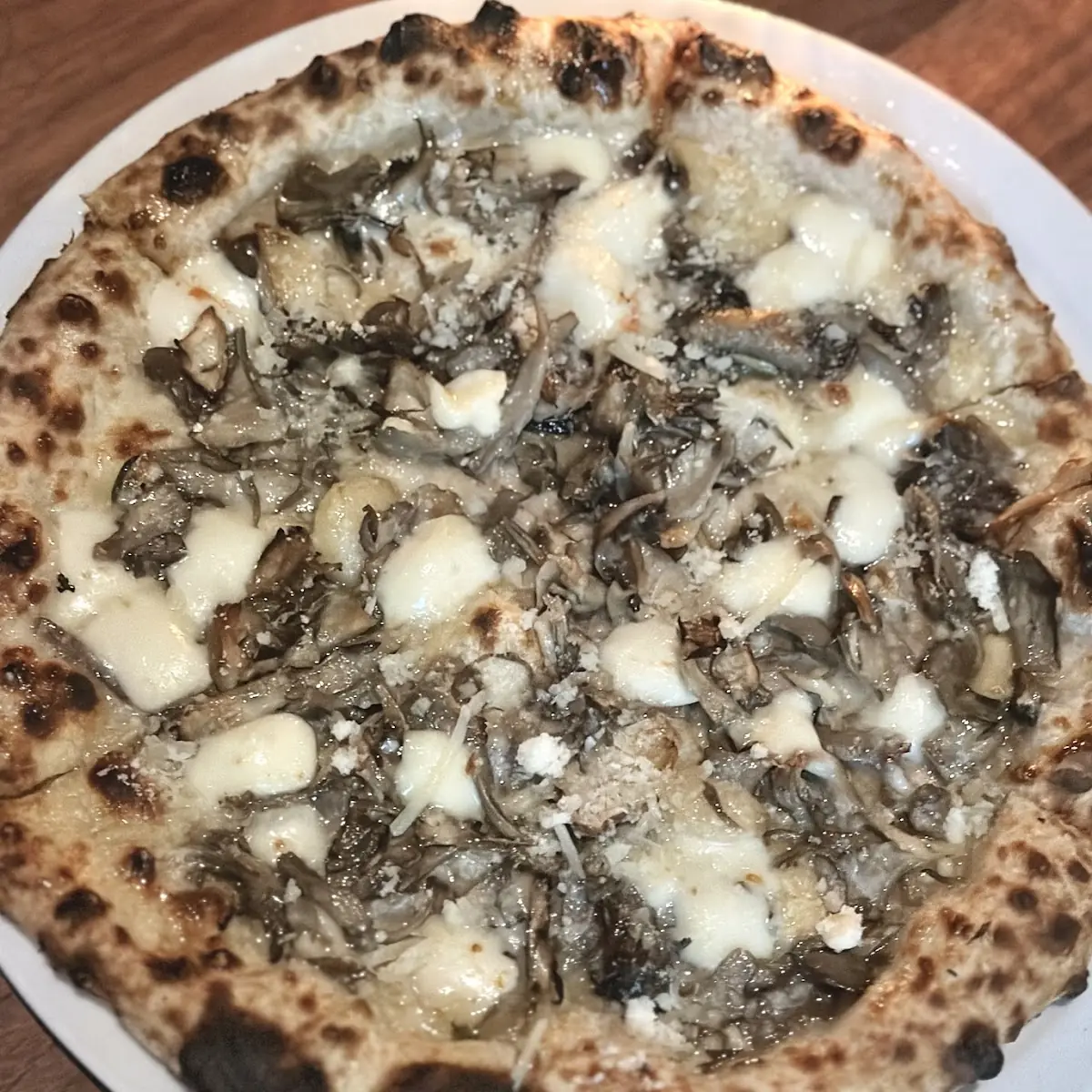 Mushroom Pizza with Cheese Sauce