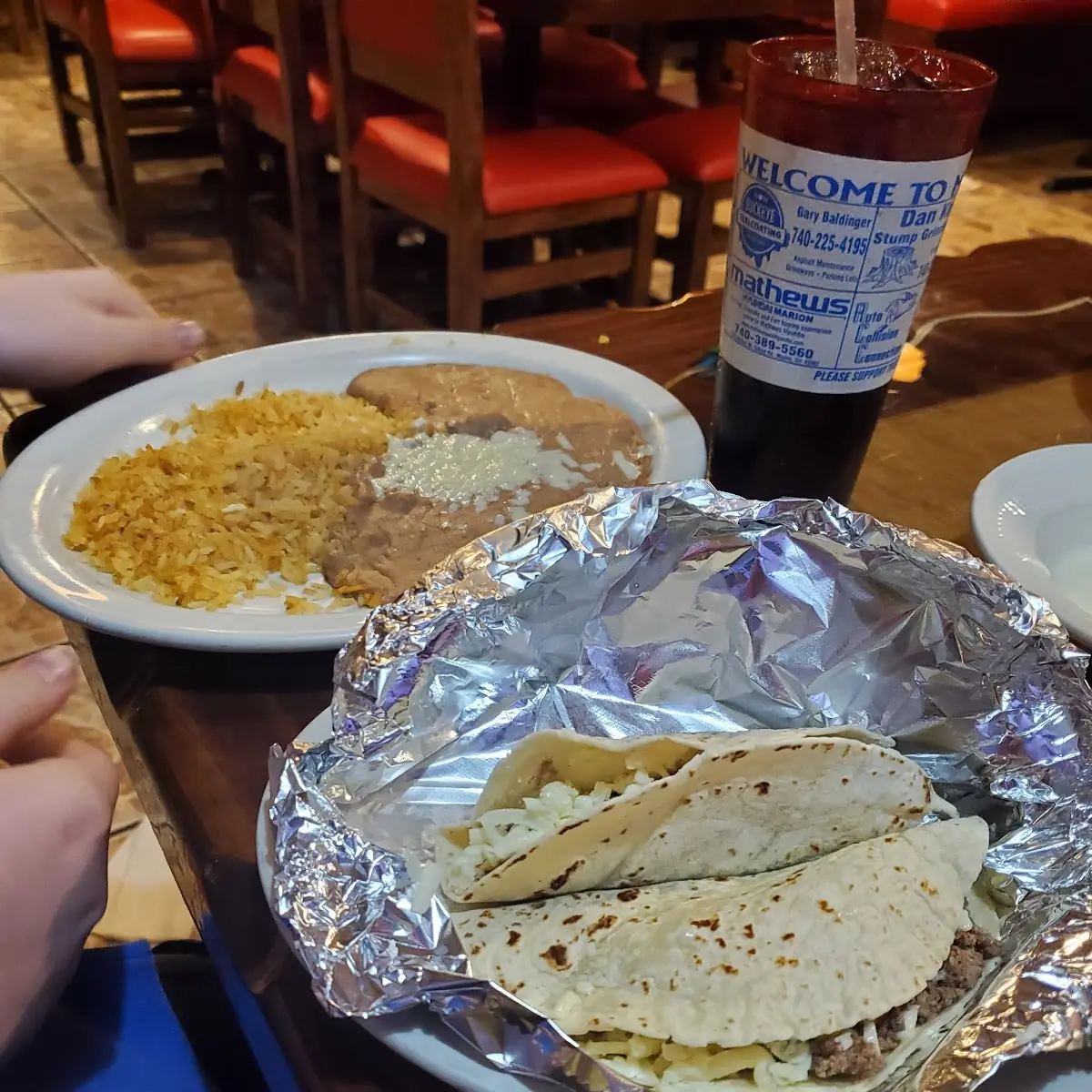 2 Soft Taco Beans and Rice