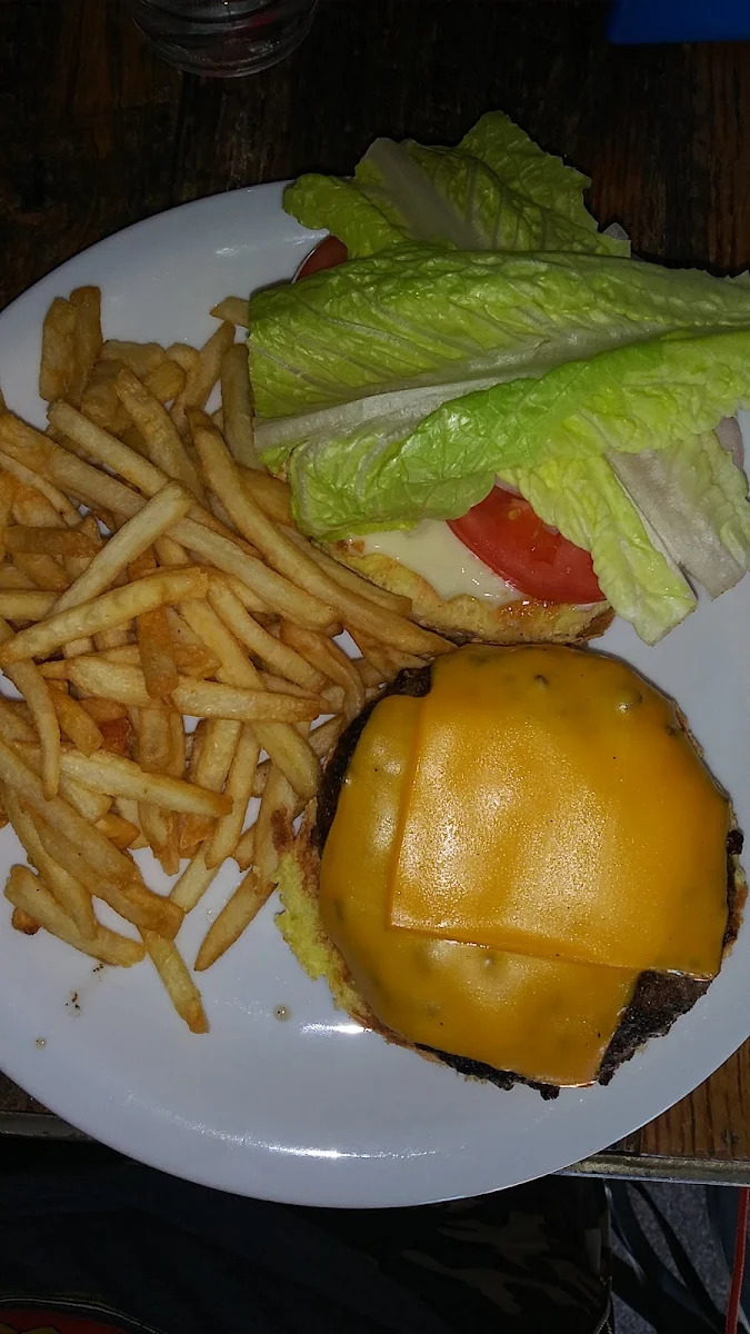 Burger with American Cheese and Fries
