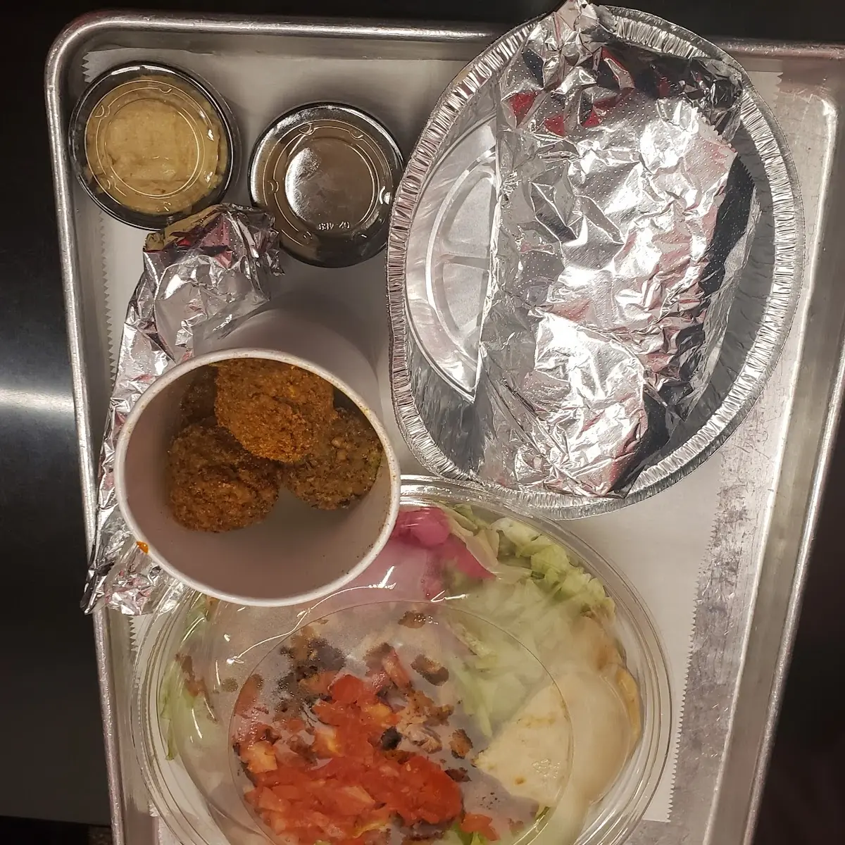 Falafel Wraps and Mild Chicken Salad