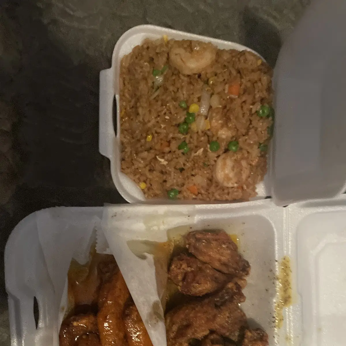 Wings and Shrimp Fried Rice