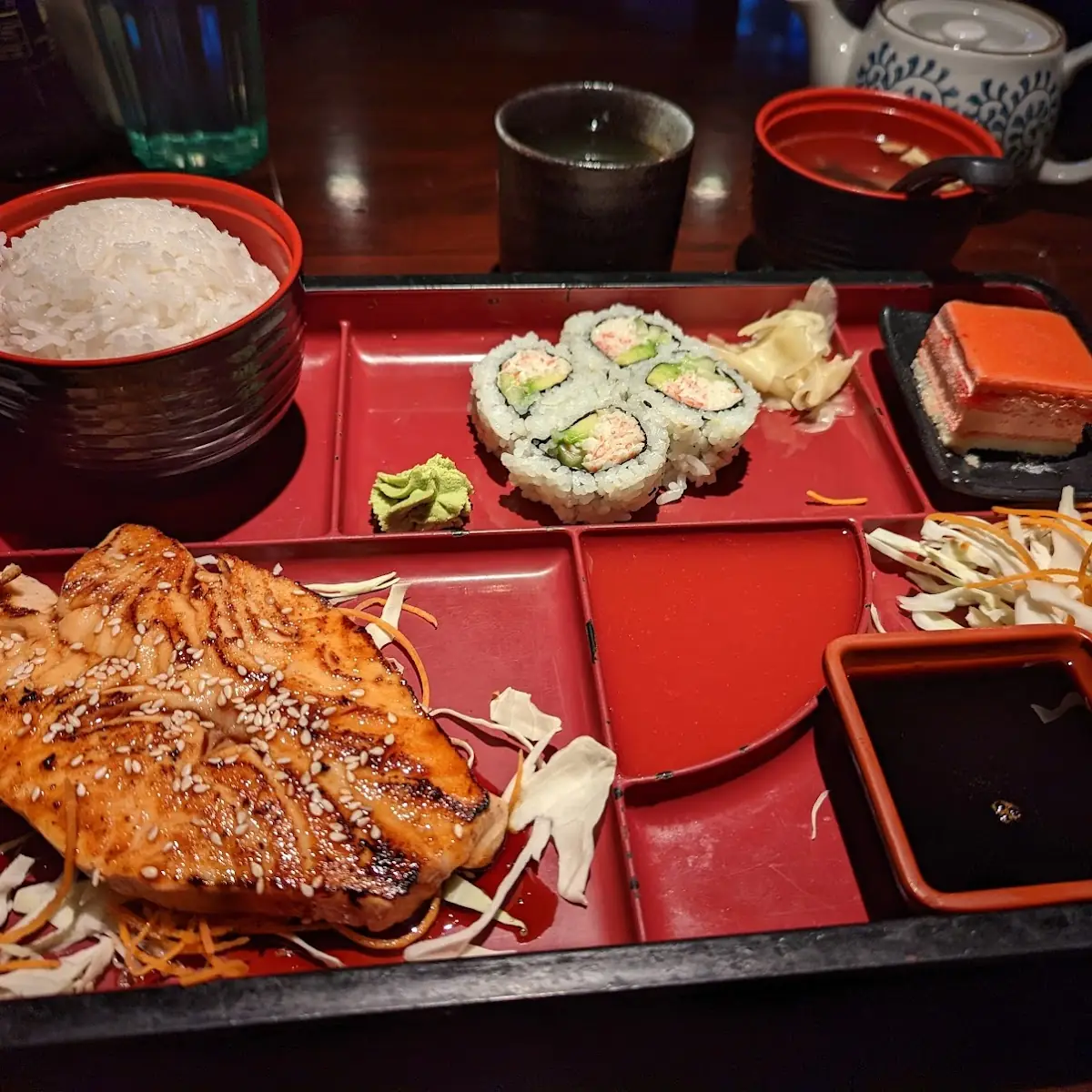 Lunch Bento Box with Salmon Teriyaki