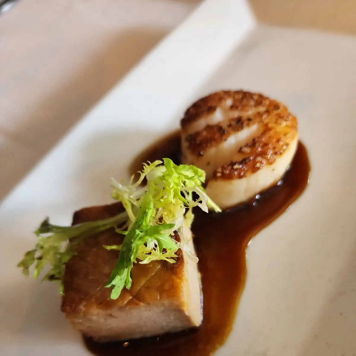 Seared Diver Scallop & Crispy Pork Belly