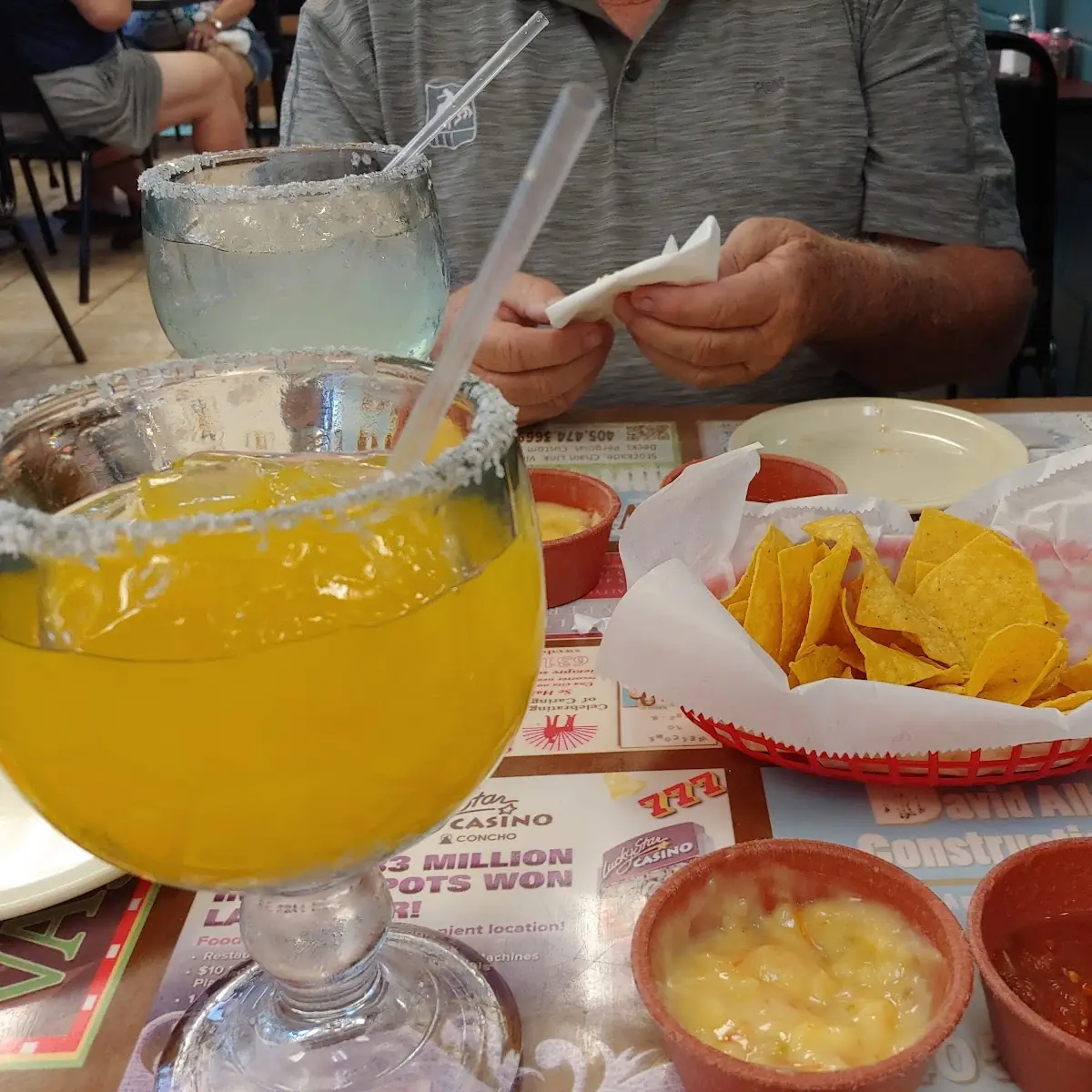 Margaritas Chips Salsa & Cheese Dip