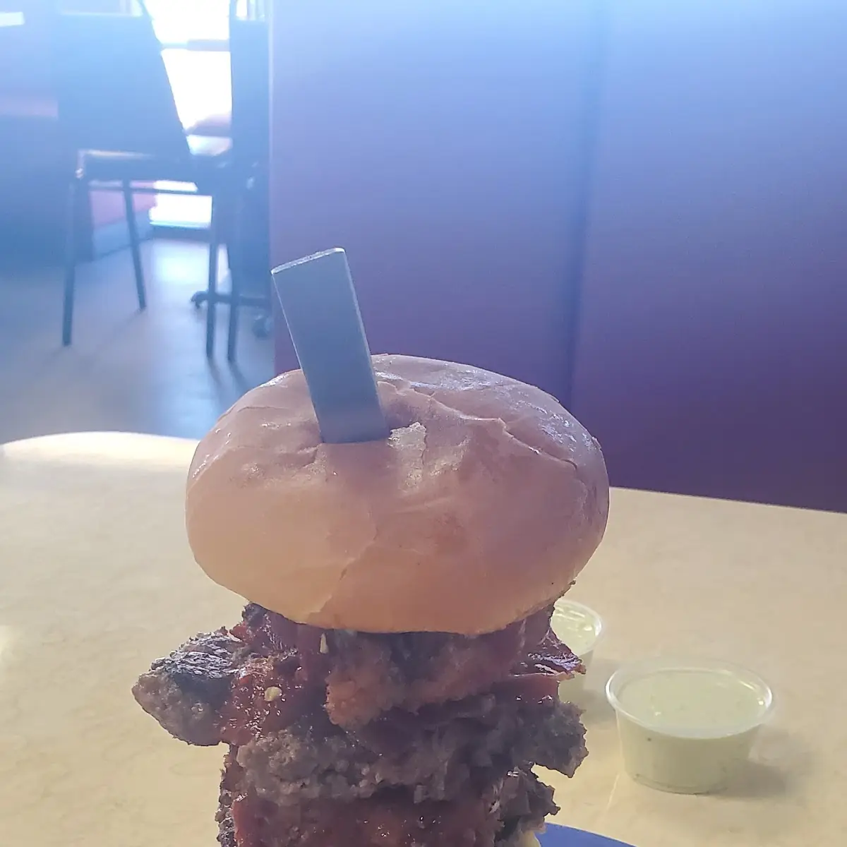 Triple Mac and Cheese Burger with Hit Sauce
