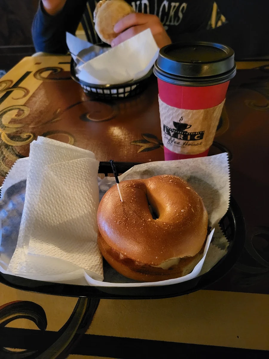 Lyric Mocha Latte and Bagel Breakfast Sandwich