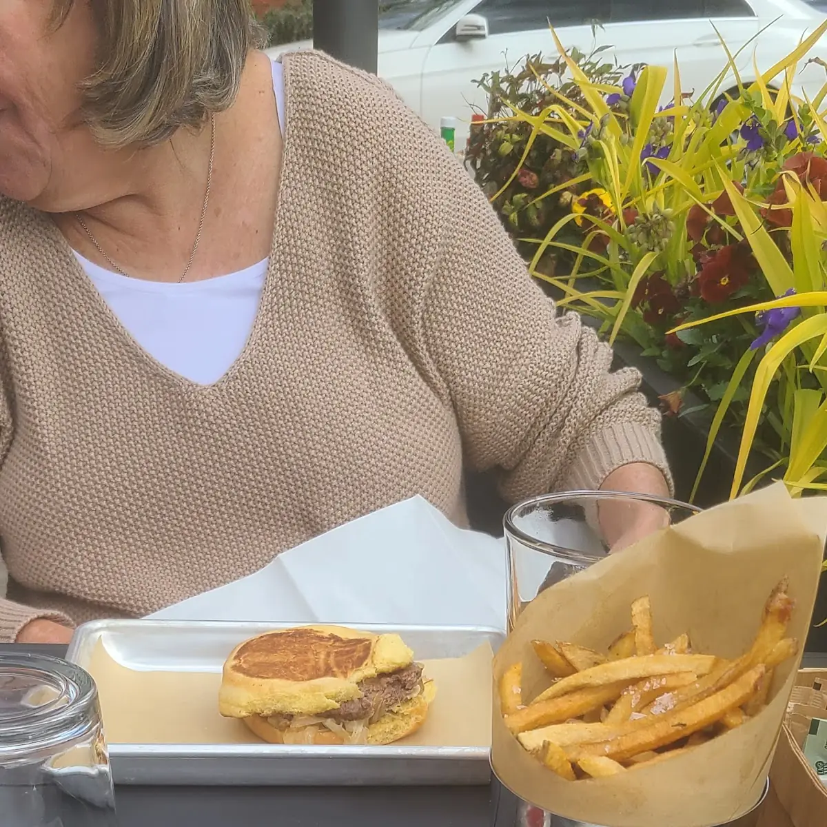 Fish Sandwich Smashburger and Fries
