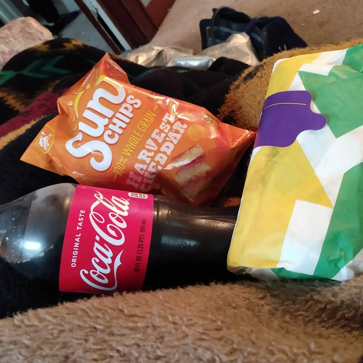 Grilled Chicken Wrap Sun Chips and Coke
