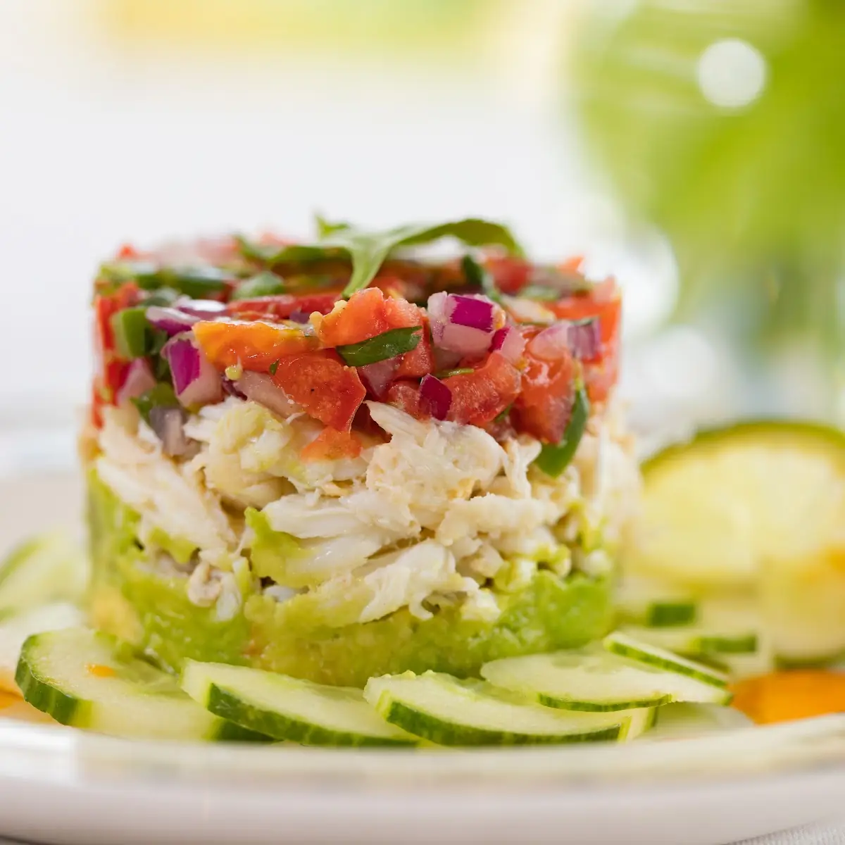 Jumbo Lump Crab Tower with Fresh Salsa and Avocado