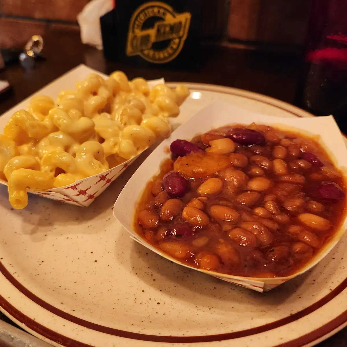 Side of Mac & Cheese and Pit Beans