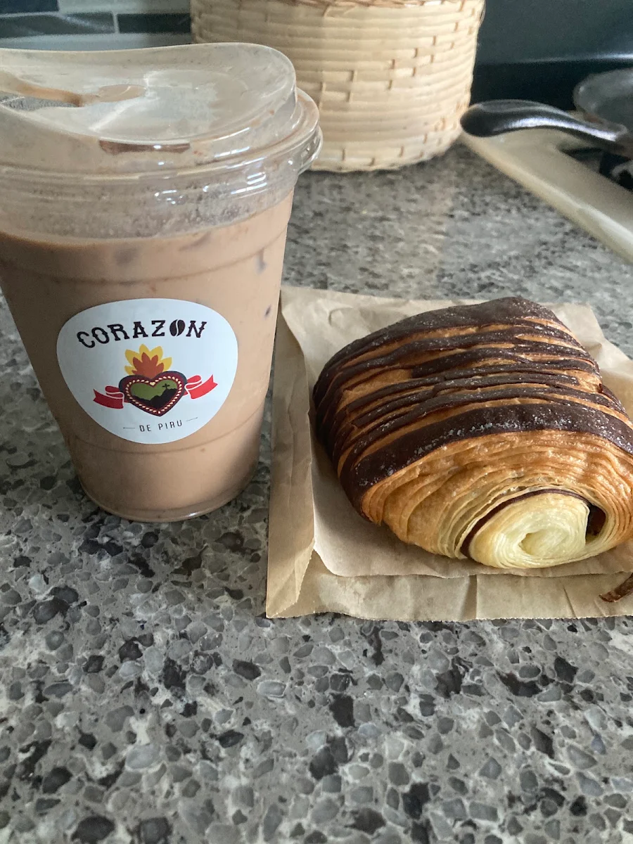 Iced Mocha and Chocolate Croissant