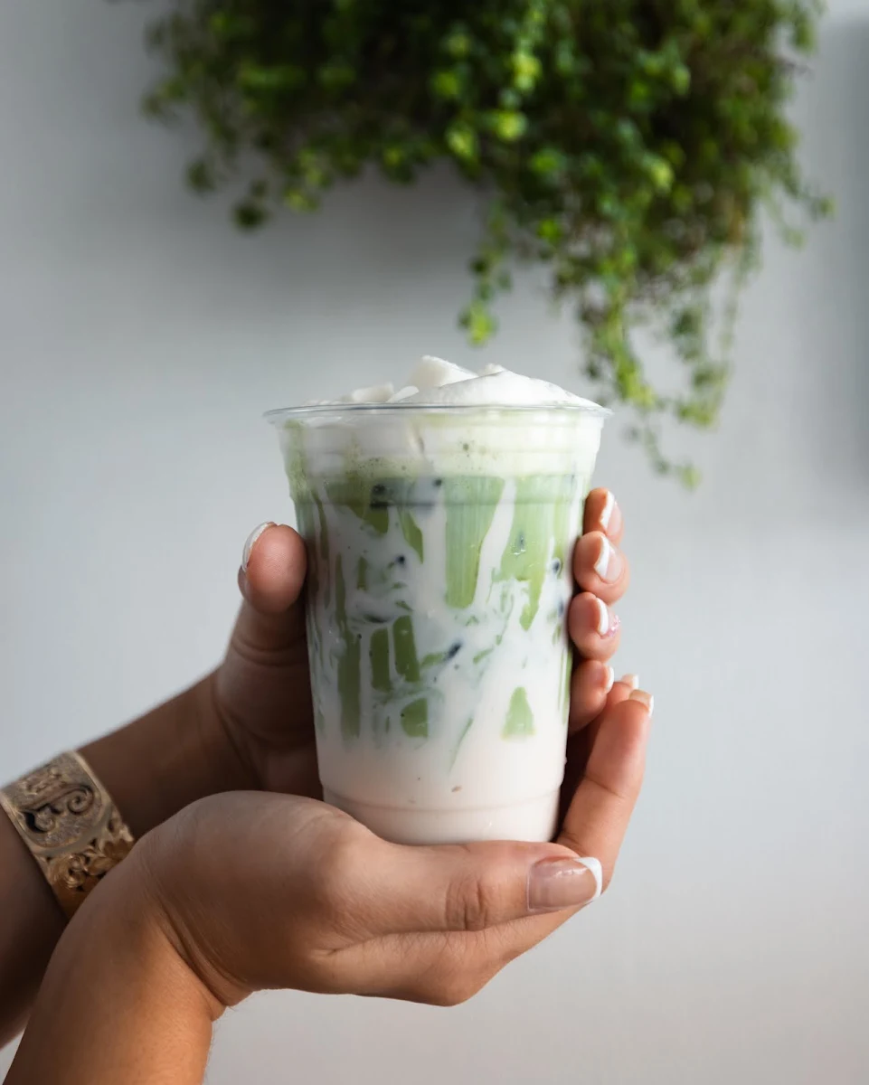Iced Matcha Latte with Foam