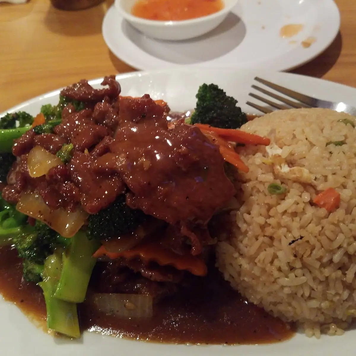 Broccoli Beef with Fried Rice