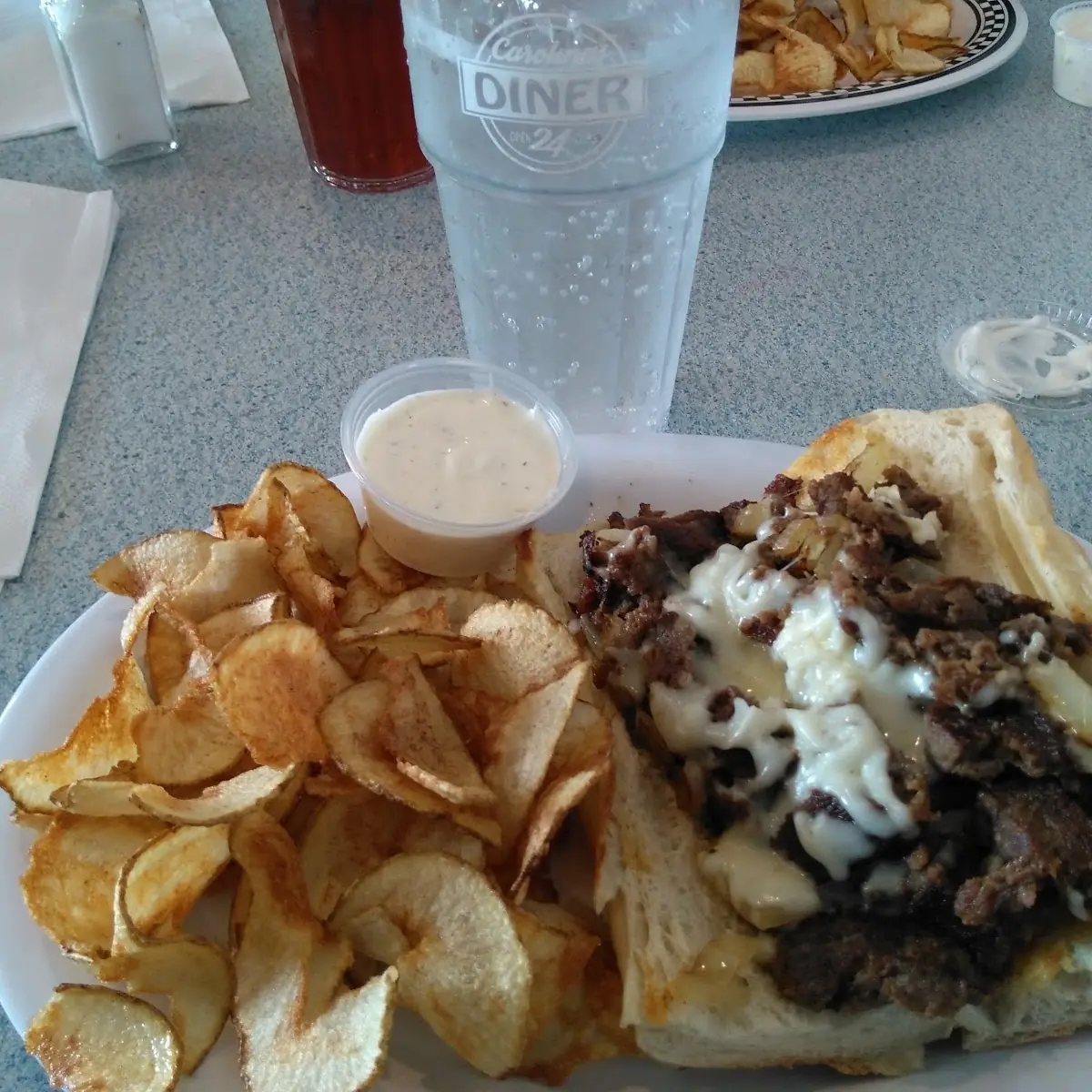 Philly Cheese Steak and Homemade Chips
