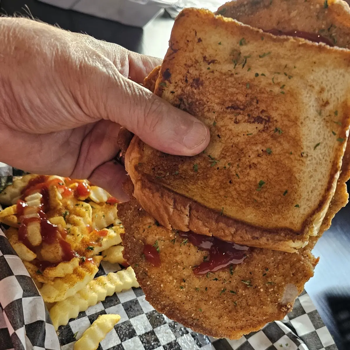 Fried Pork Chop Sandwich Bone In