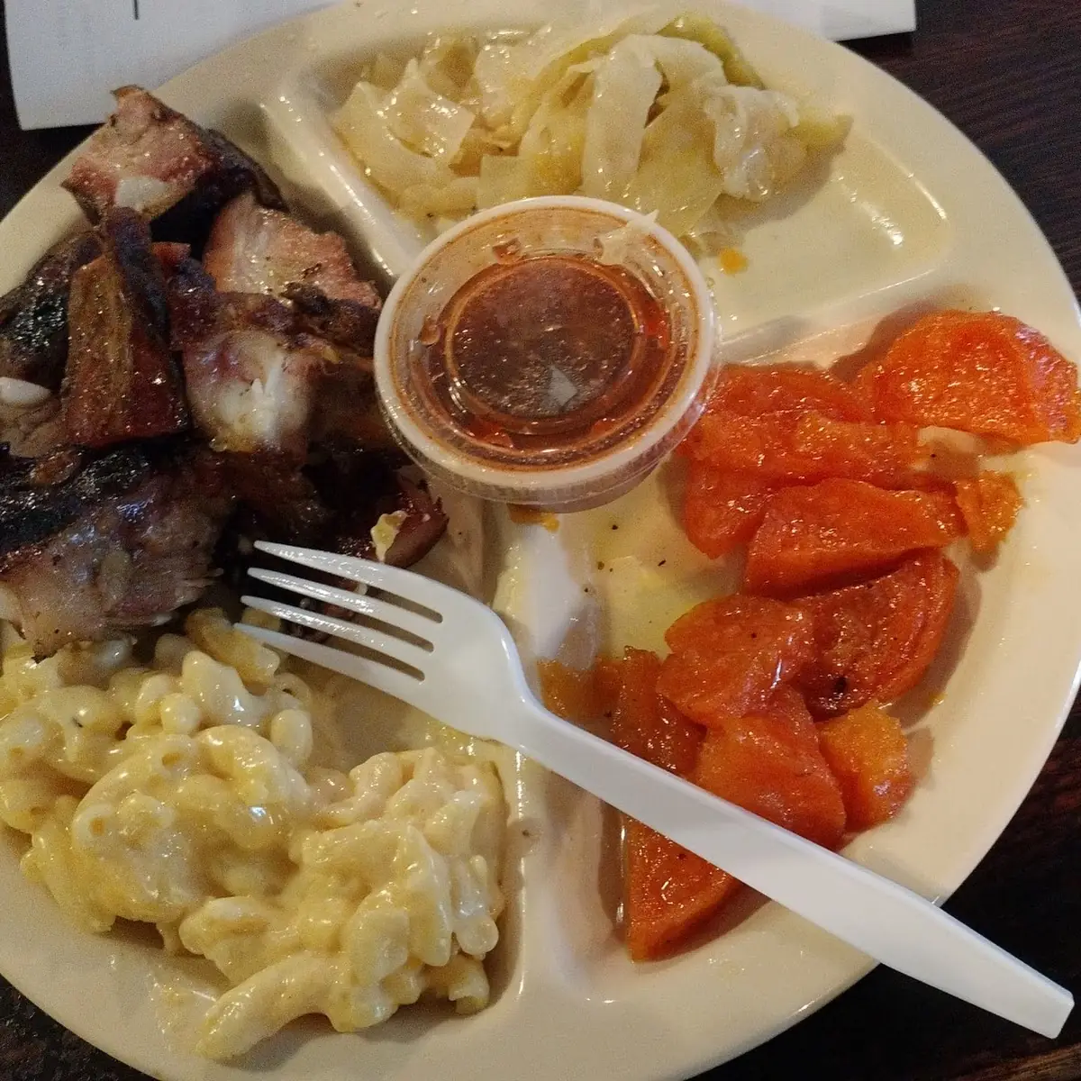 Rib Tips Cabbage Yams Mac N Cheese