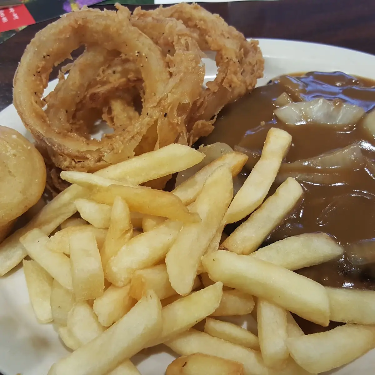 Hamburger Steak with Onion Rings