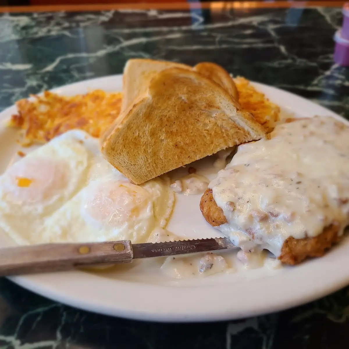 Chicken Fried Steak and Basted Eggs