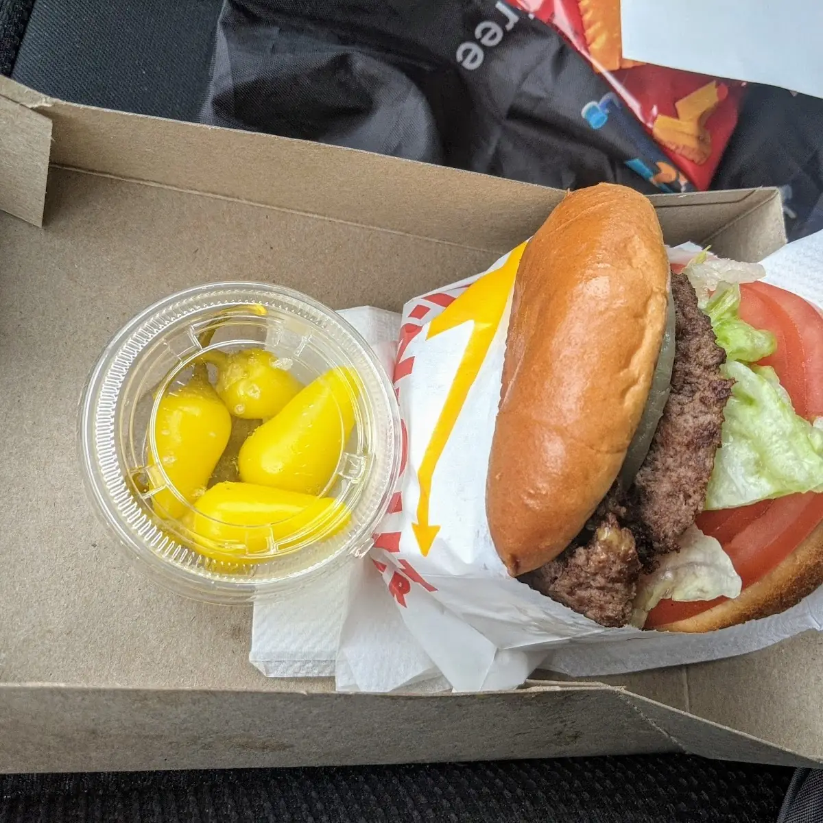 Double Meat Burger with Peppers on the Side