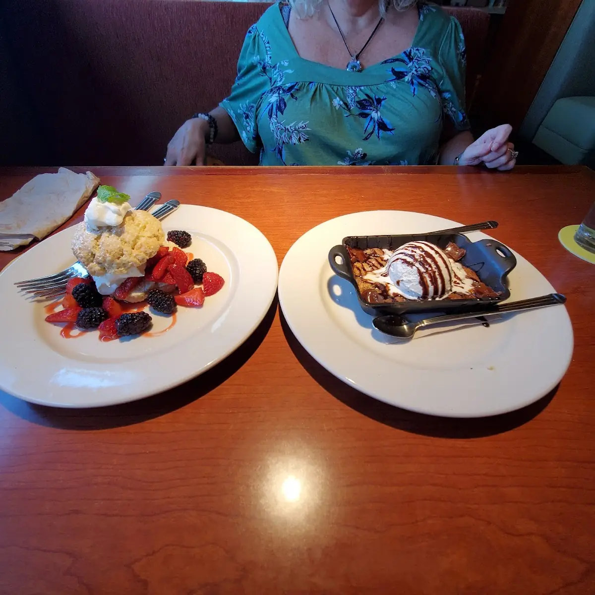 Strawberry Shortcake and Brownie with Ice Cream