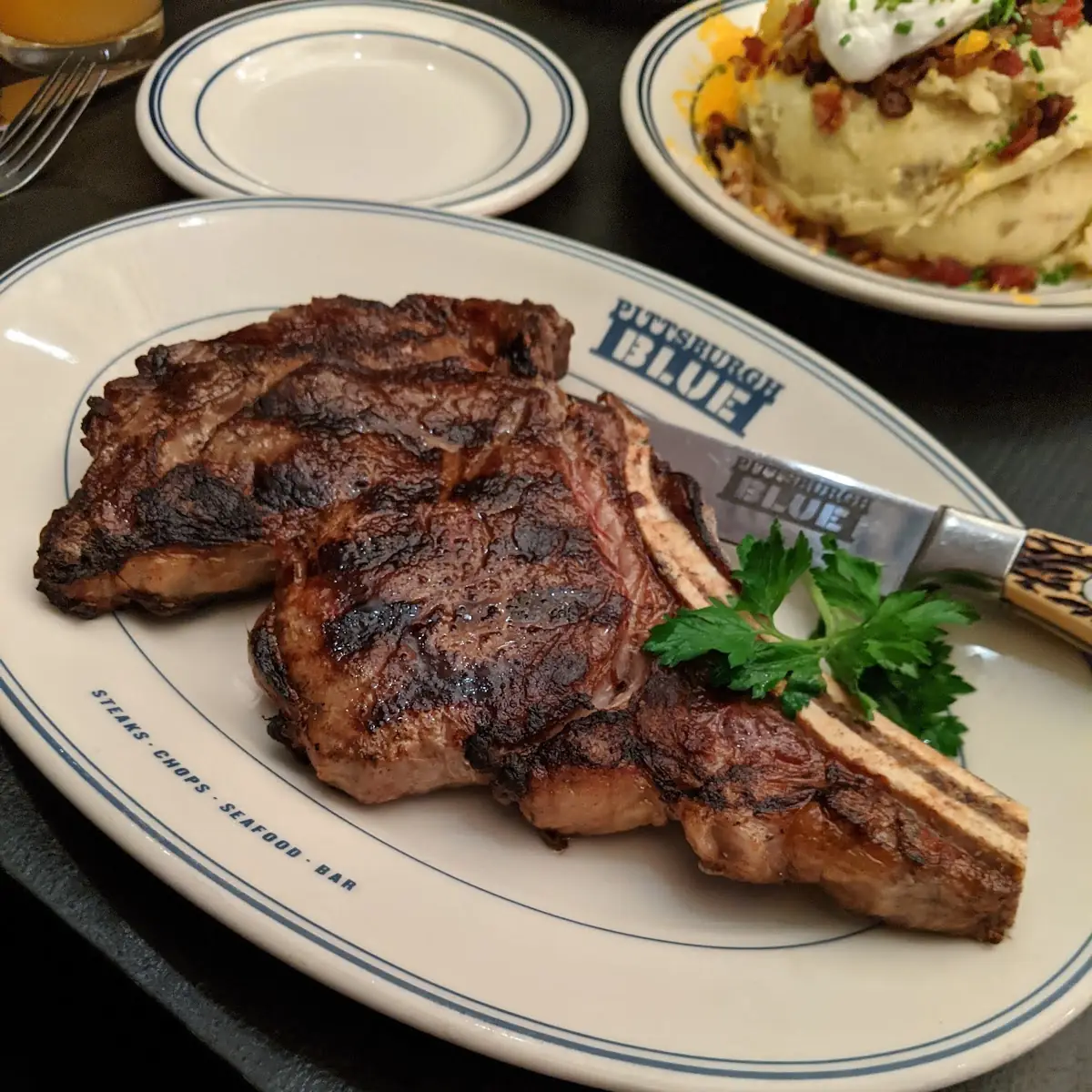 Cowboy Ribeye Steak and Hash Browns