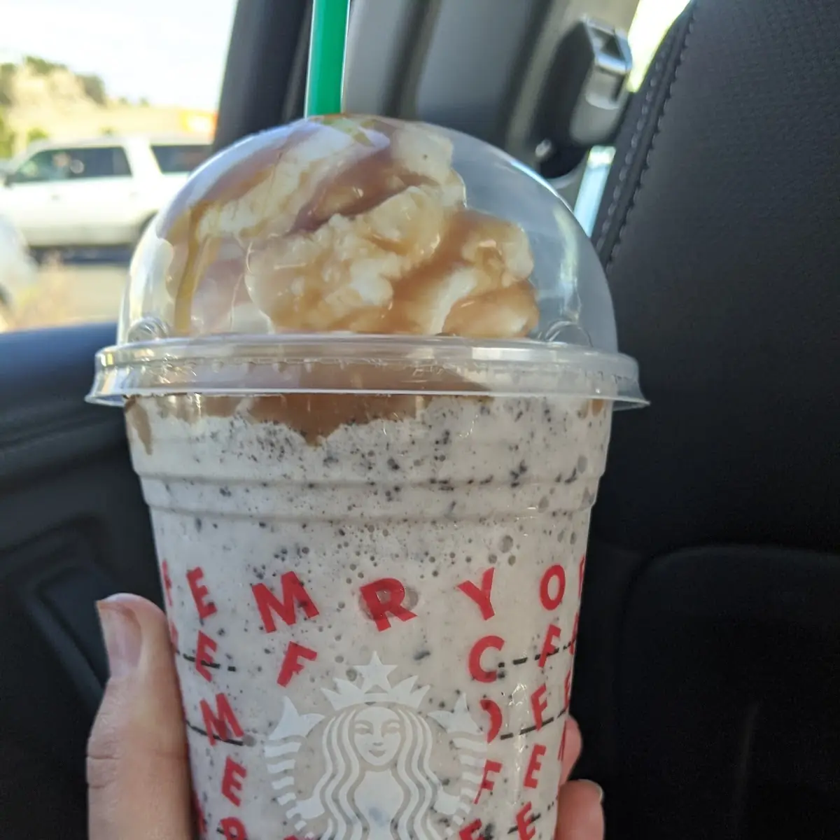 Vanilla Bean Frappuccino with Caramel Drizzle and Java Chips
