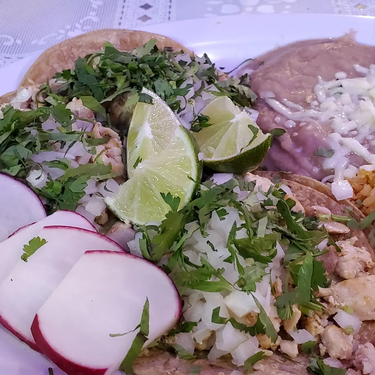 Chicken Tacos with Rice and Beans