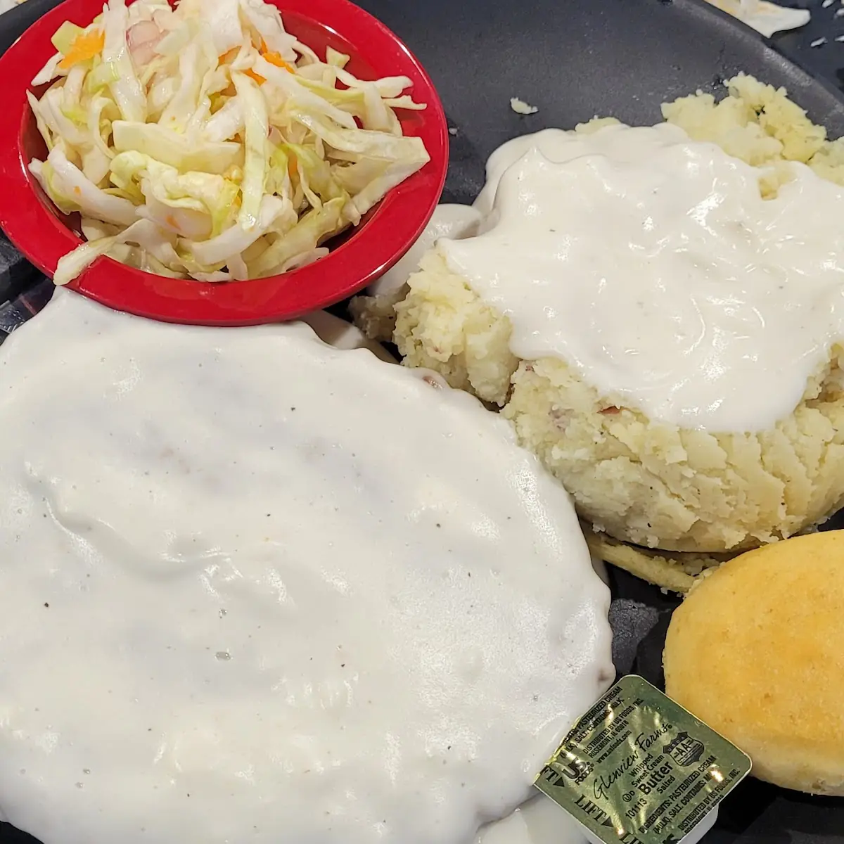 Country Fried Steak Coleslaw Mashed Potatoes