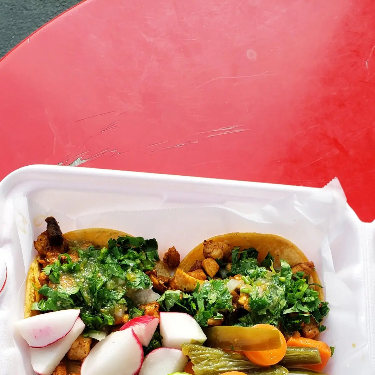 Chicken Tacos with Red Sauce