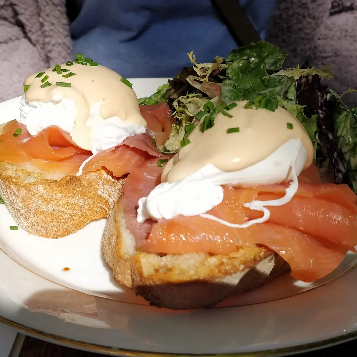 Smoked Salmon Eggs Benedict and Coffee