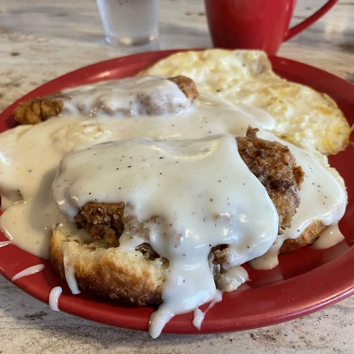 Country Fried Steak with Biscuits and Gravy